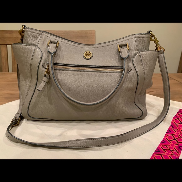 TORY BURCH Frances Gray Leather Satchel Bag - Picture 8 of 13